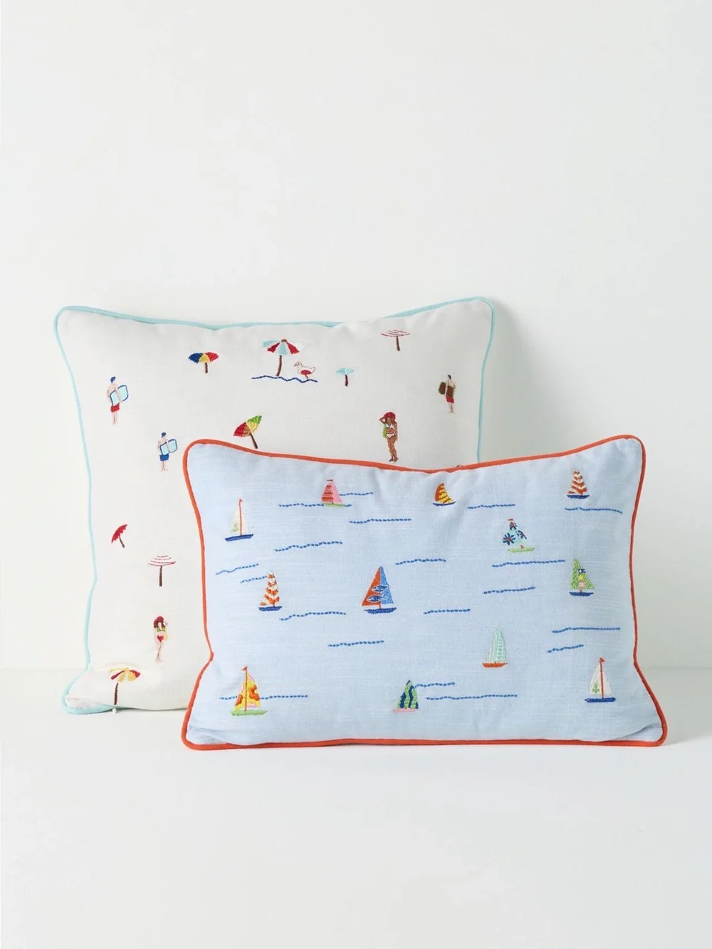 Anthropologie Embroidered Pillow Alma Cotton Beach New